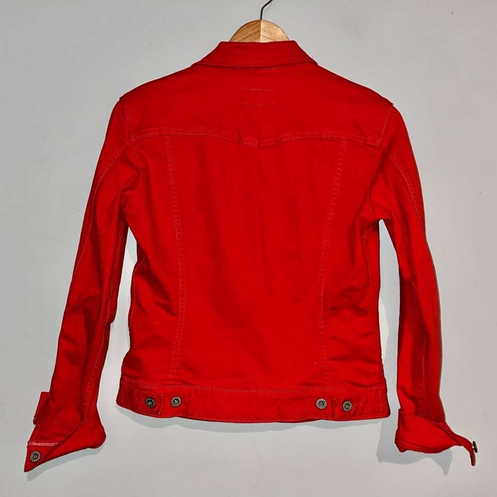 LEVIS Red Denim Jacket SZ s - Picture 3 of 10